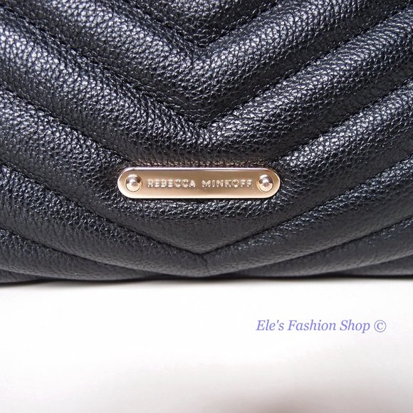 NWT Rebecca Minkoff Edie Medium Shoulder Crossbody Bag BLACK Gold AUTHENTIC - Picture 11 of 15